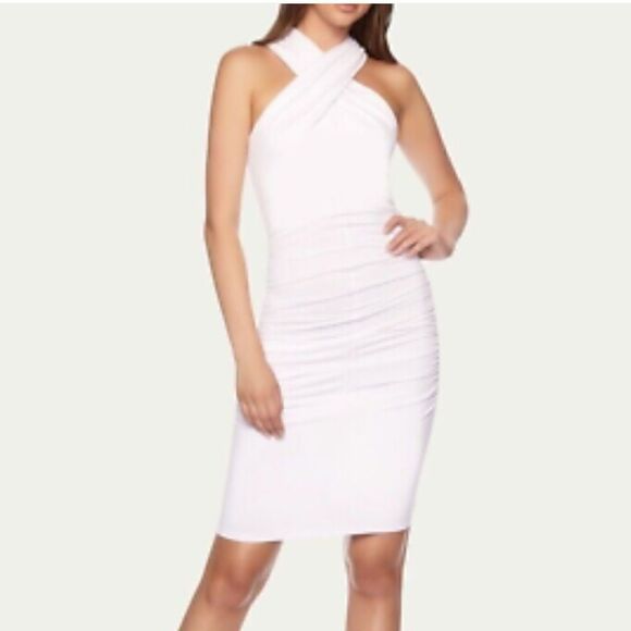 NWT Susana Monaco Crossover Halter
Bodycon Mini Jersey Dress Large Sugar White - Picture 1 of 13